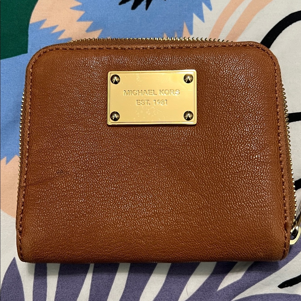 Michael Kors Tan Leather Zip Wallet